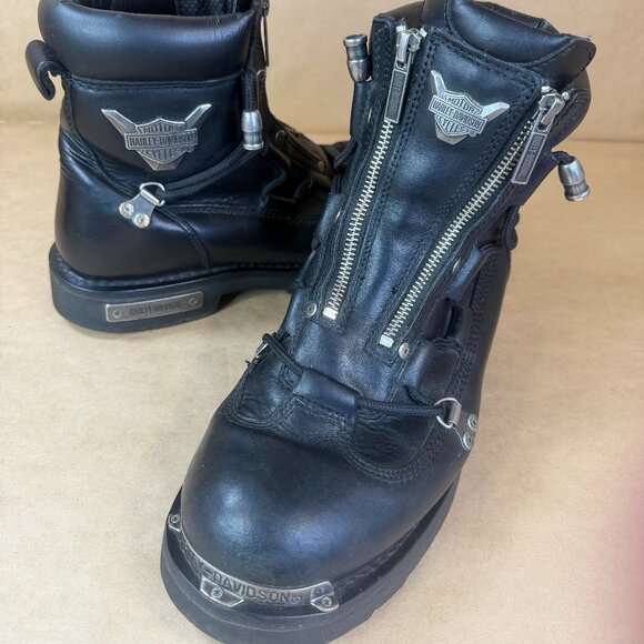 Harley-Davidson Men\'s Brake Light Black Leather Motorcycle Boots Sz. 9 main image 3